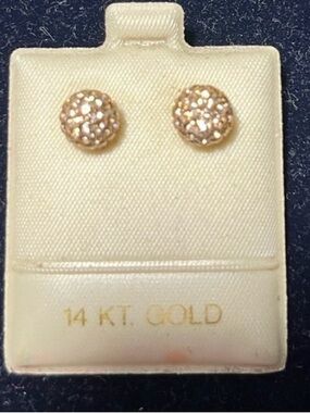 14k crystal ball stud earrings